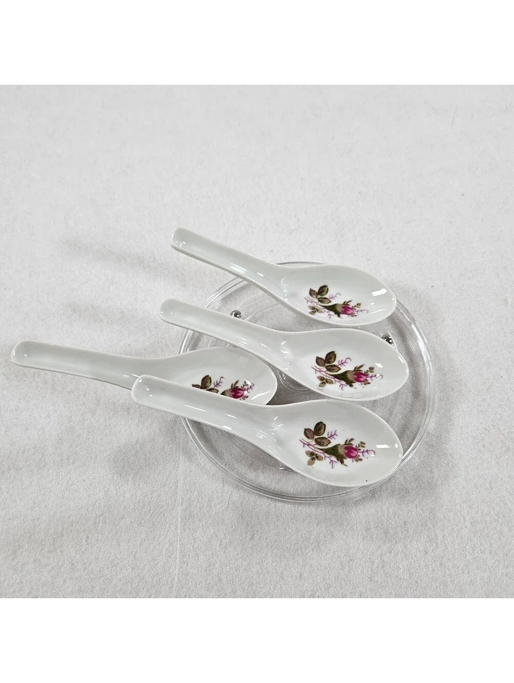 Vintage 1970s Japan Famille Rose Porcelain Soup Spoons 5